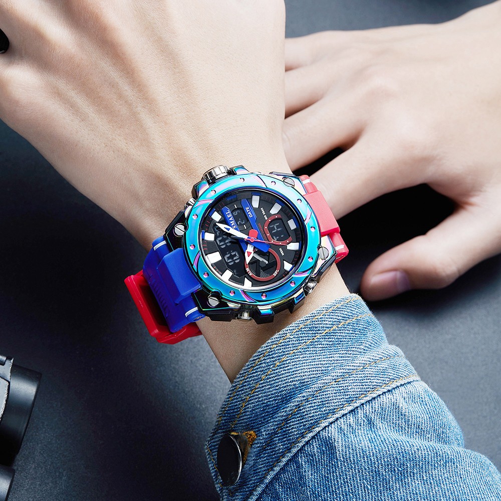 SMAEL Men Digital Sport Watch Large Dial LED Alarm Wristwatch Boy Military Watct