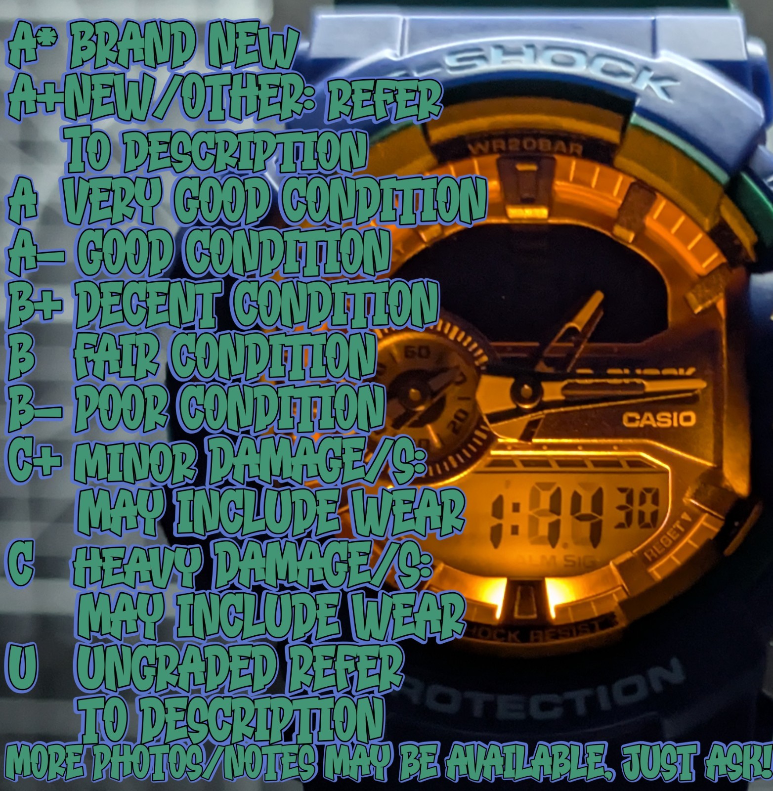 Casio G-Shock HYPER COLOURS GA-400 Blue Green Big Case Analog Digtal GA-400-2A