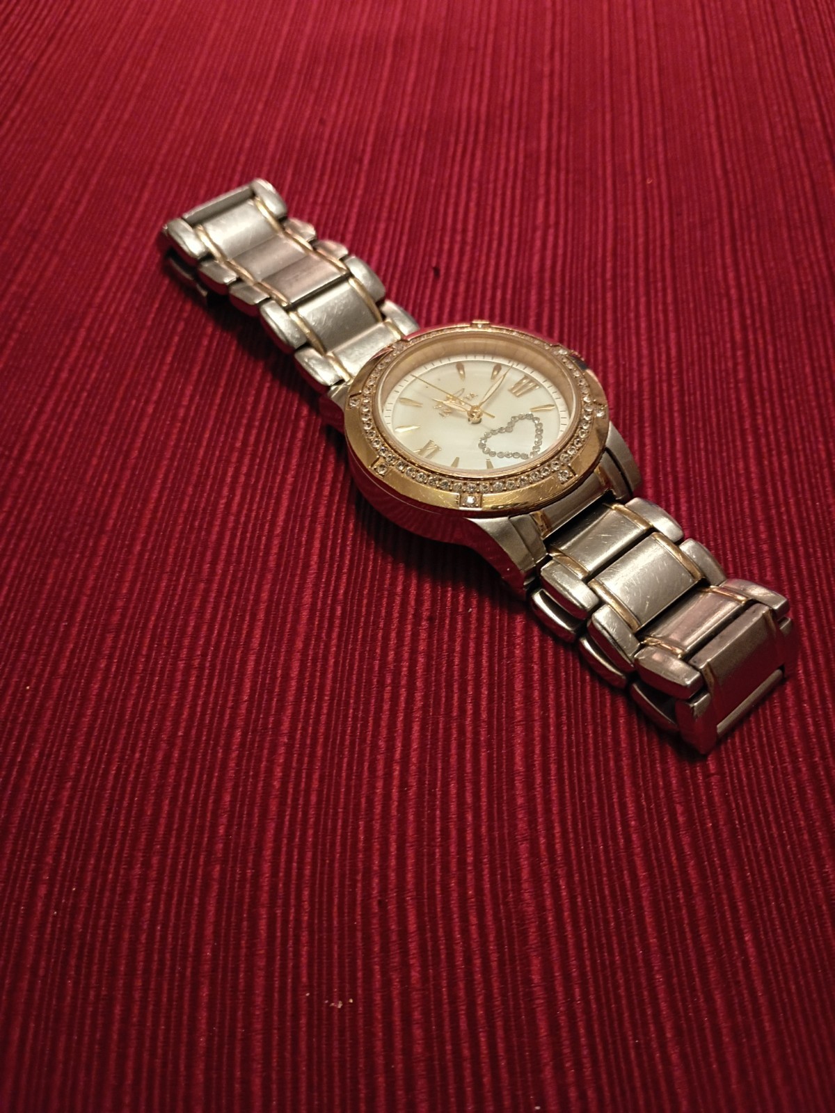 Invicta Angel Women’s Two-Tone SS Bracelet Watch White Heart Dial 30mm 100m