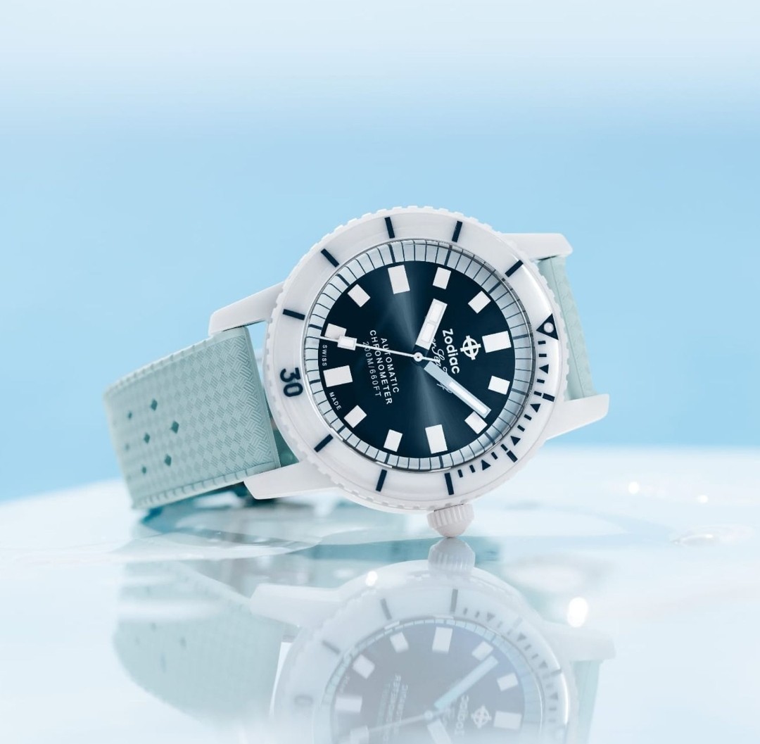 Zodiac Super Sea Wolf Ceramic Light Blue Automatic Compression Dive Watch ZO9590