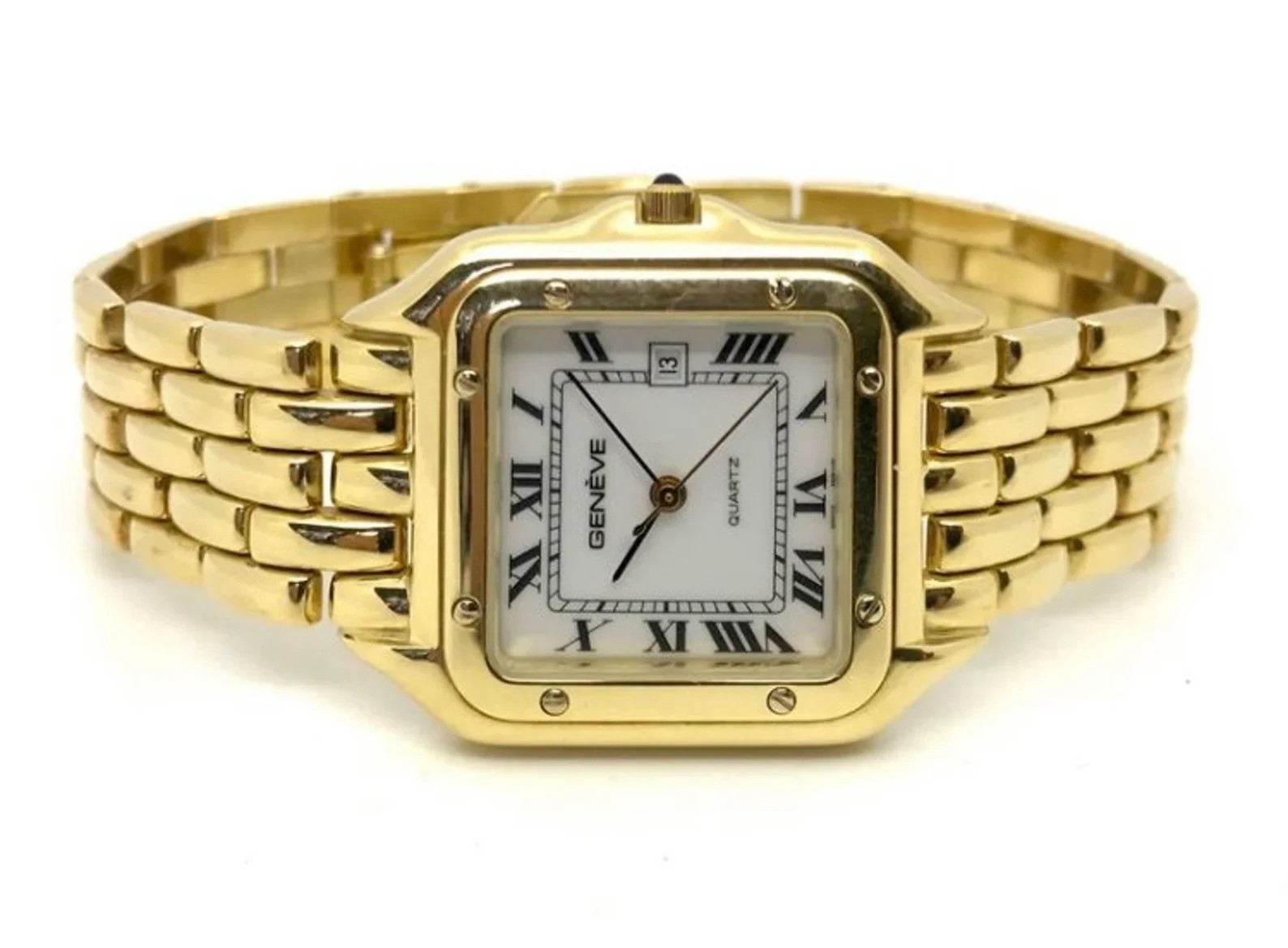 14K Solid Yellow Gold Geneve Watch, Unisex