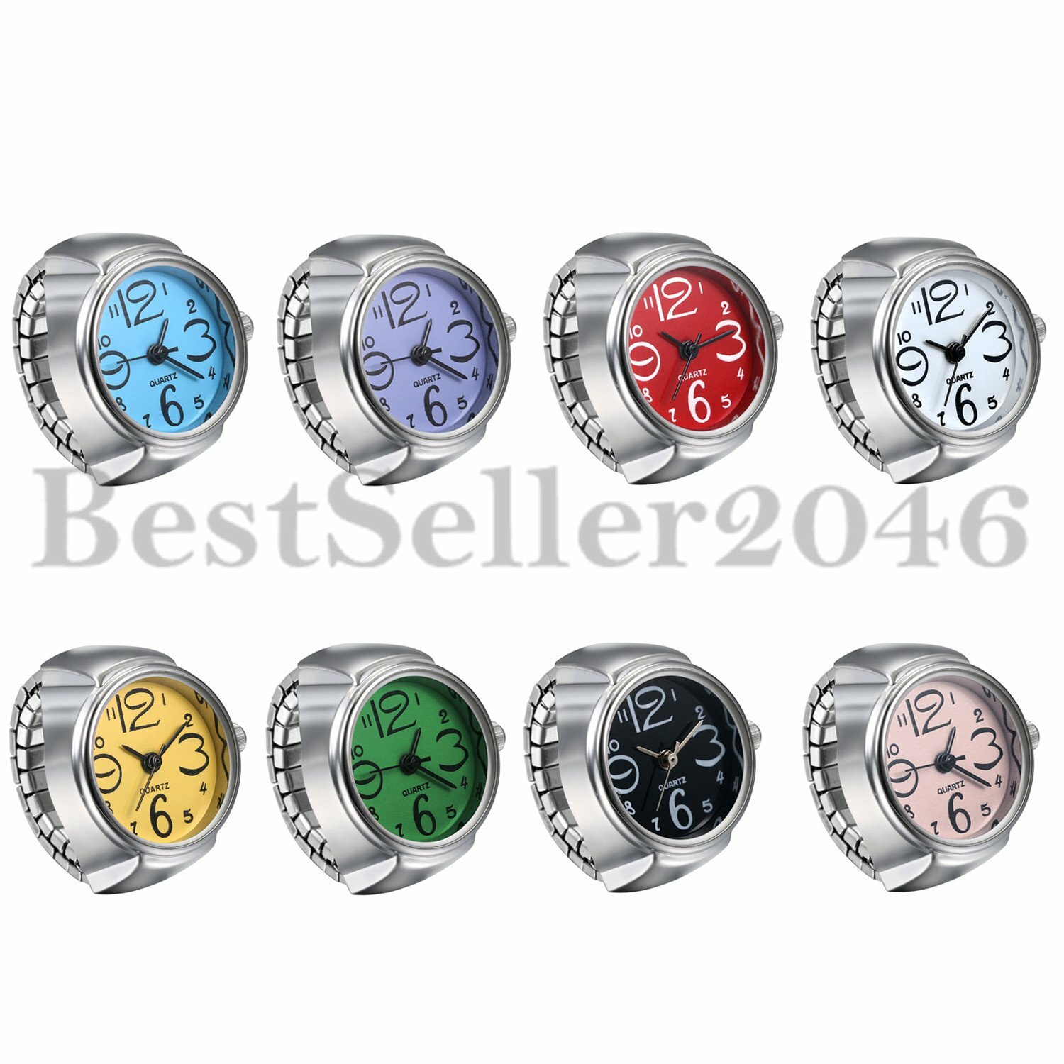 Men Women Creative Elastic Round Ring Watch Stainless Steel Finger Quartz Watch