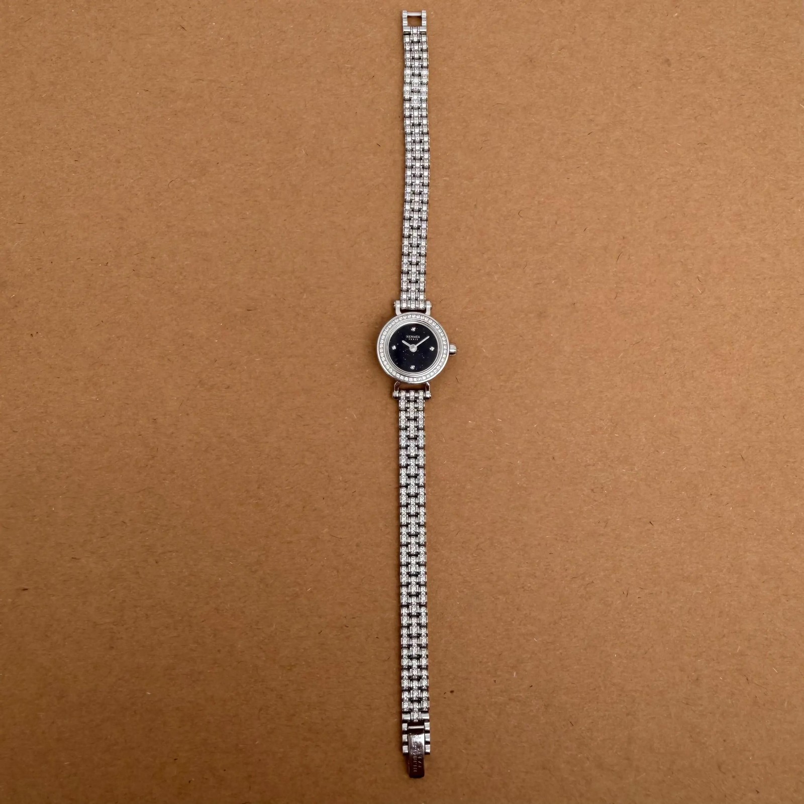 Hermes Faubourg Joaillerie W049640WW00 16.3 mm 18K Gold Diamond Blue Dial Watch