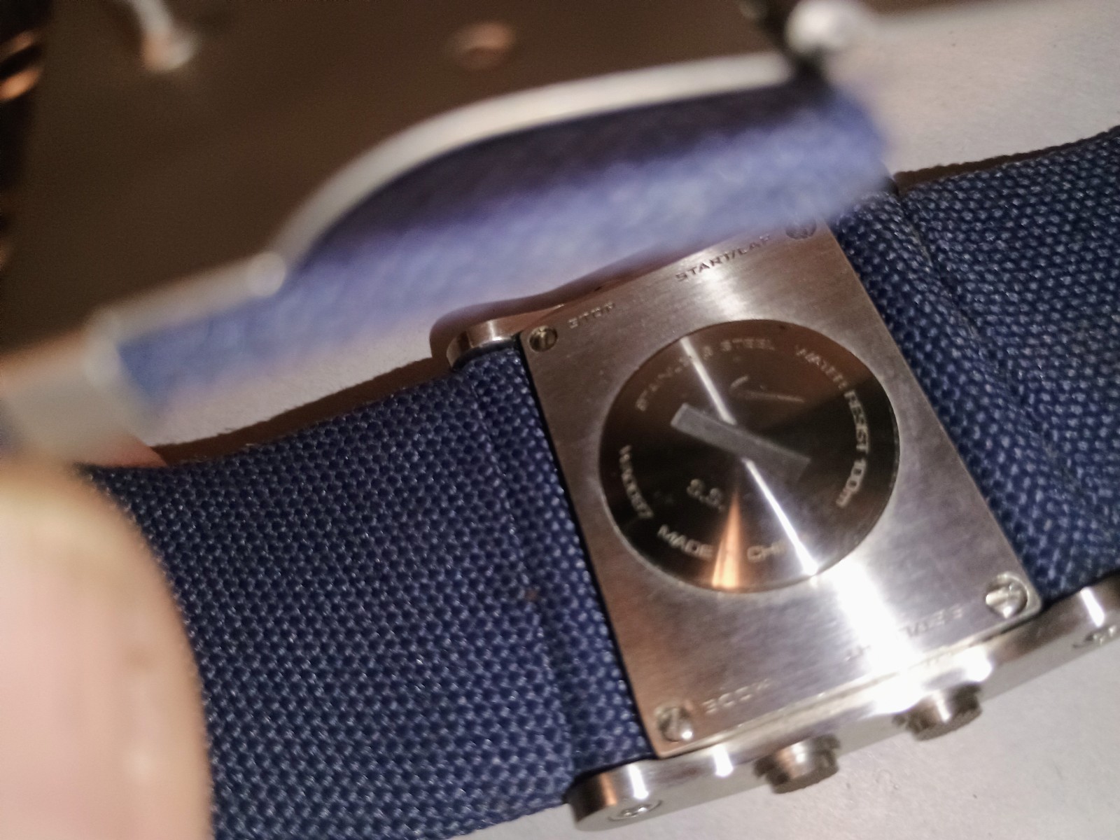 VINTAGE Nike Oregon Rectangle WA0037 Watch – Blue Canvas Strap – Gorpcore Y2K
