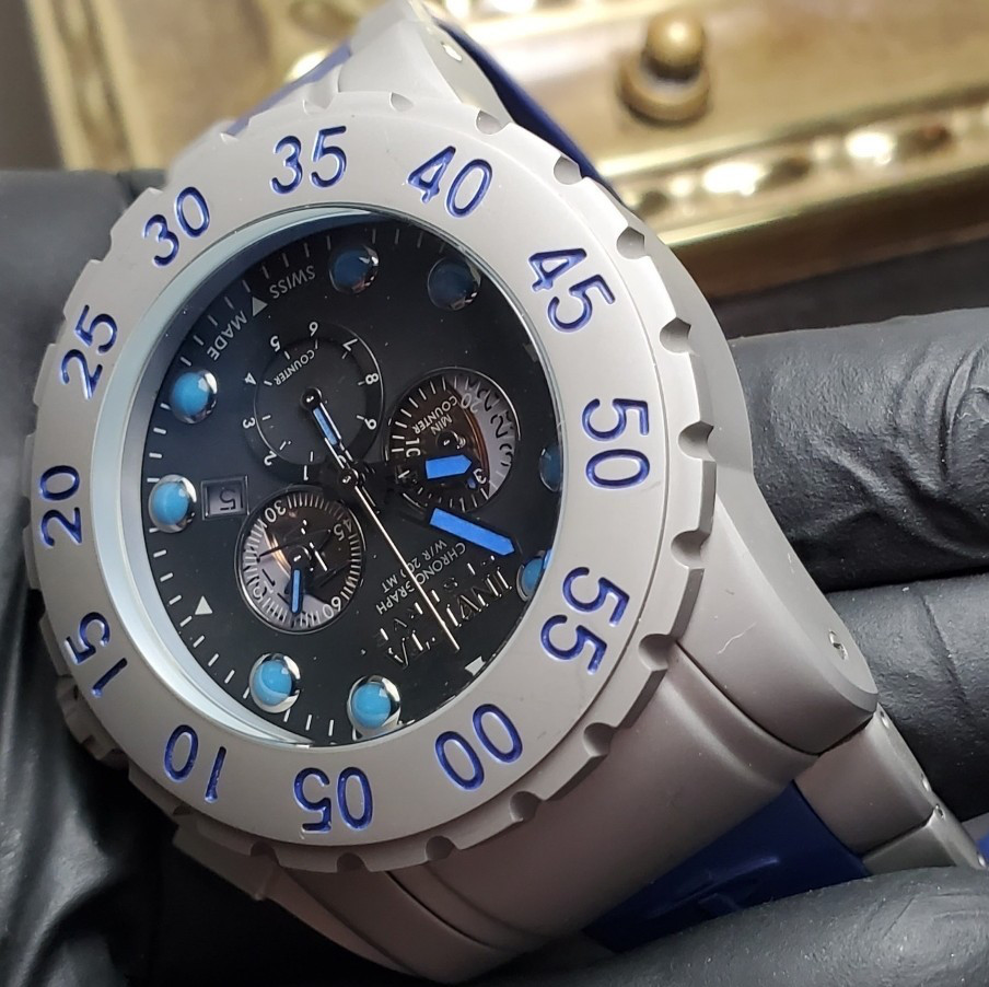 INVICTA RESERVE DIVER LEVIATHAN 0800 STAINLESS 200M 52mm MEN’S WATCH GRAY BLUE