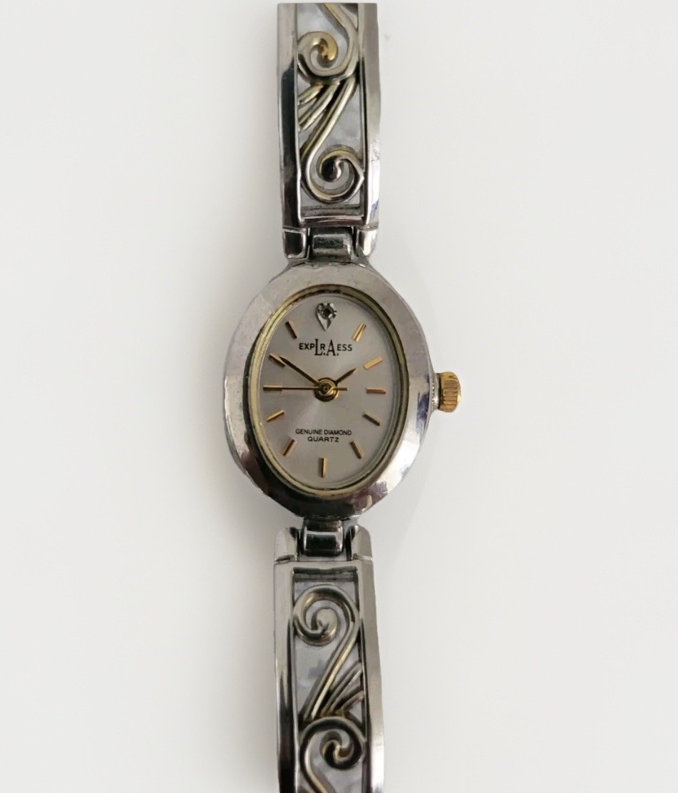 LA Express LAX1331 Genuine Diamond Quartz Analog Ladies Watch Sz. 6 1/2″