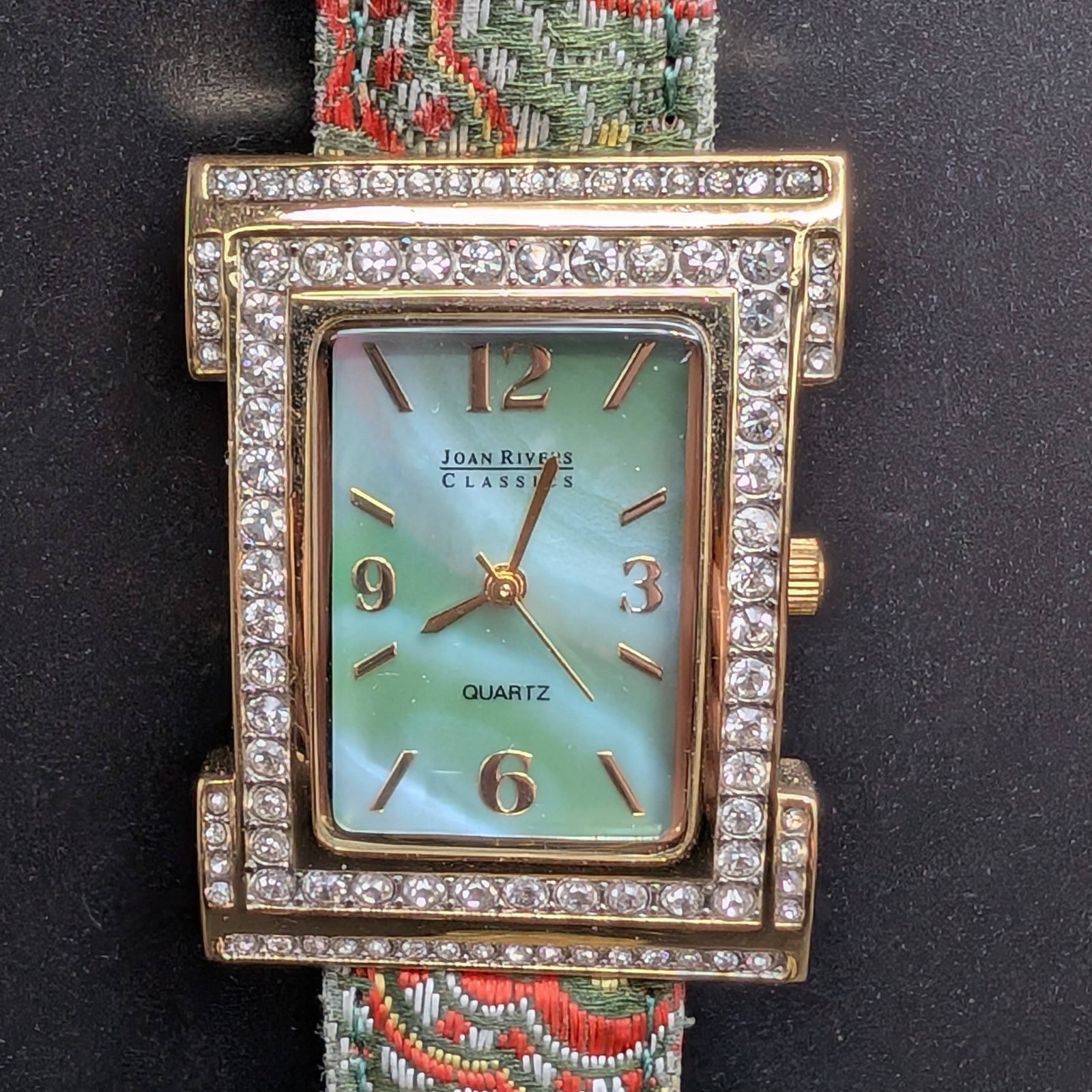 Joan Rivers Classics Watch Gemstones Tapestry Paisley Band New Battery Working