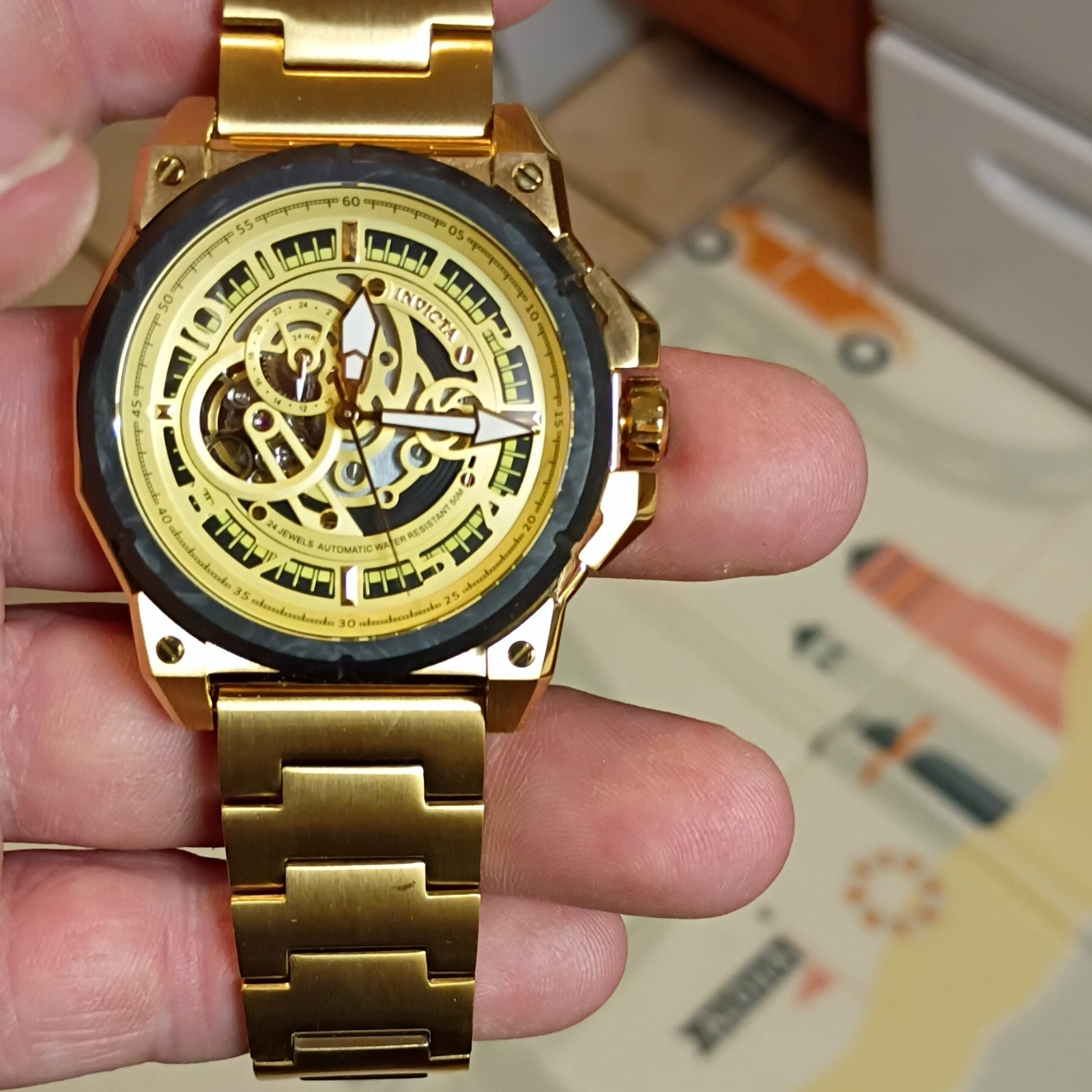 Invicta S1 RALLY Skeleton Dial Gold Tone Nh39a Movement 43mm 69509