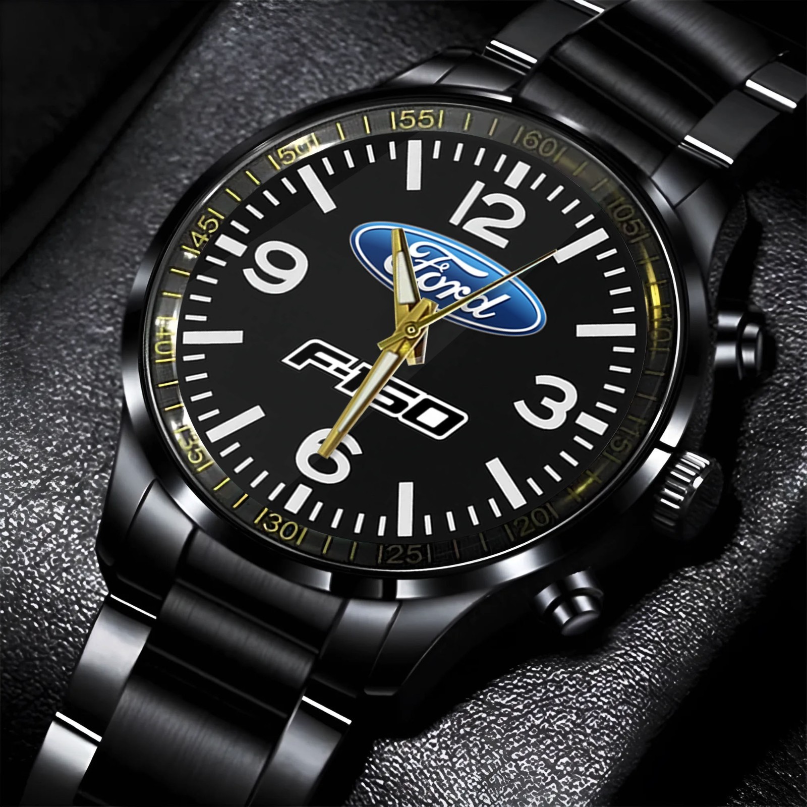Ford F150 Logo Black Stainless Steel Watch