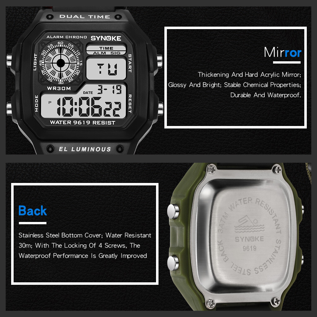 Men’s Electronic Digital Sports LED Display Waterproof Wrist Watch Multifunction