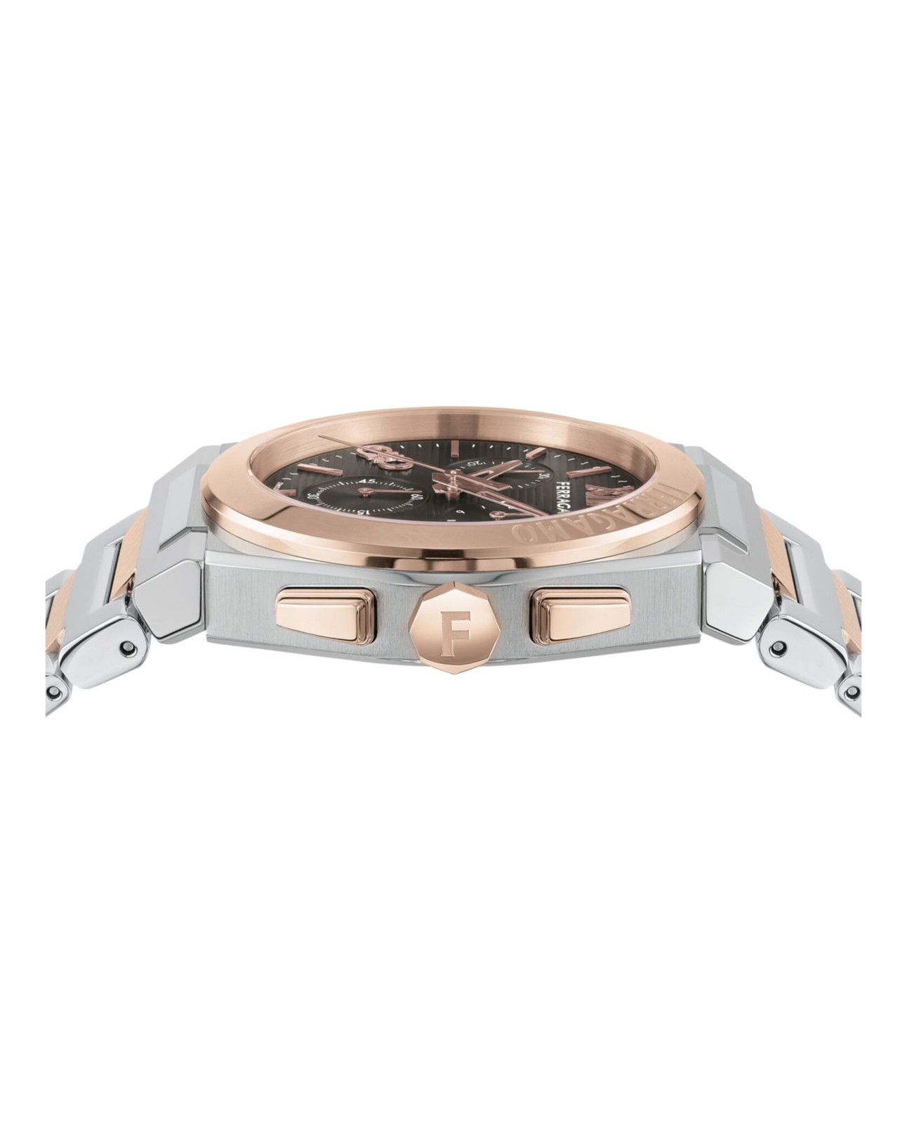Ferragamo Mens Two Tone 42mm Bracelet Fashion Watch