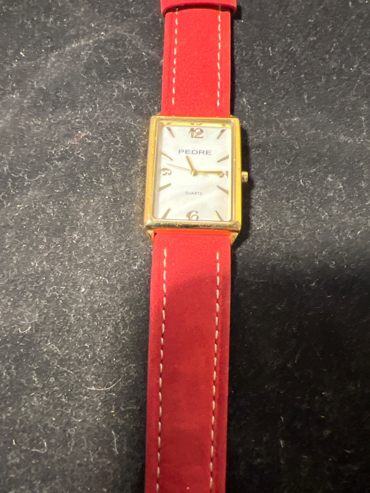 Pedre Watch Mother Of Pearl Face Red Suede Band Japan Movement