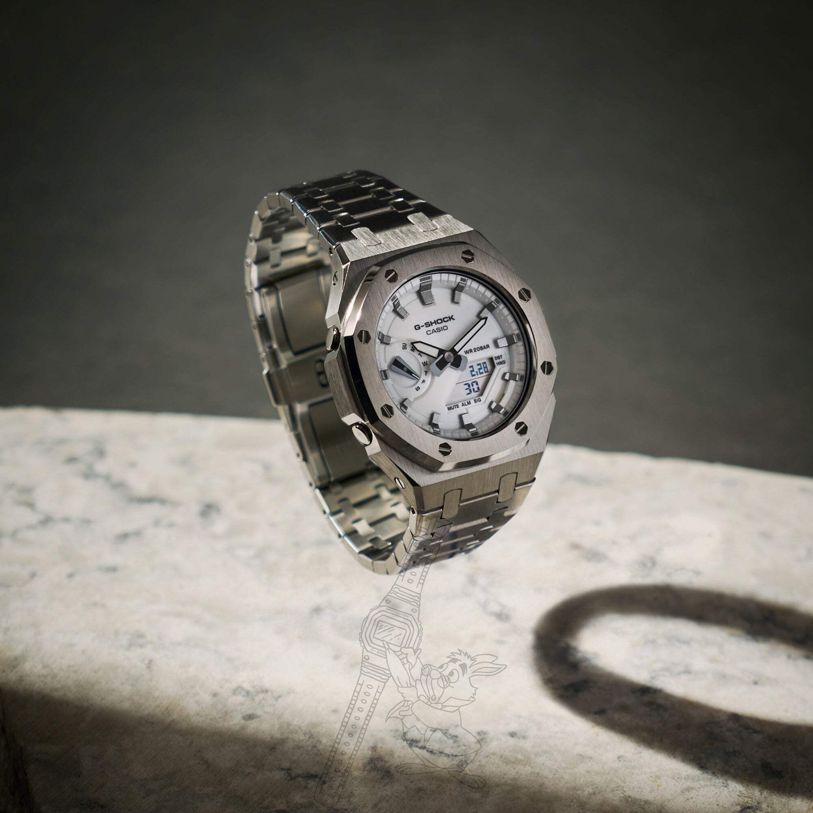 CASIOAK SILVER / WHITE DIAL G-SHOCK MOD GA2100 GA-2100 MEN’S WATCH