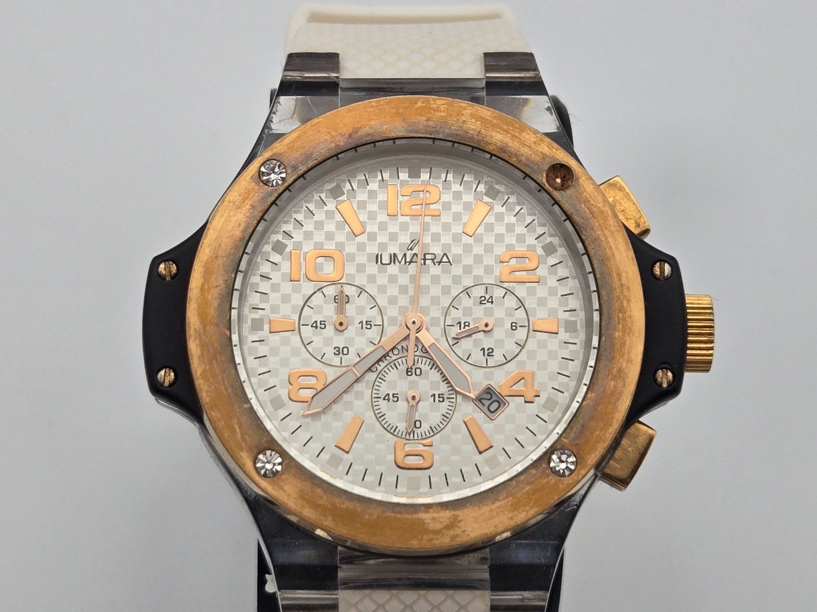 IUMARA Italy Chronograph Men’s Watch White Dial Quartz 42mm Rubber Strap