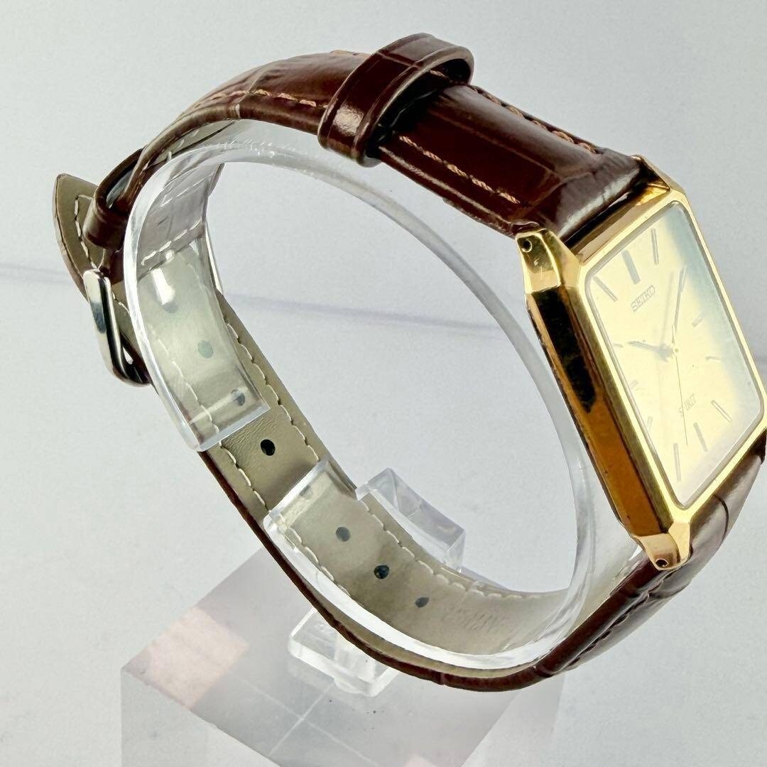 SEIKO Spirit 7N01-5180 Rectangular Quartz Gold Dial From Japan New Batt