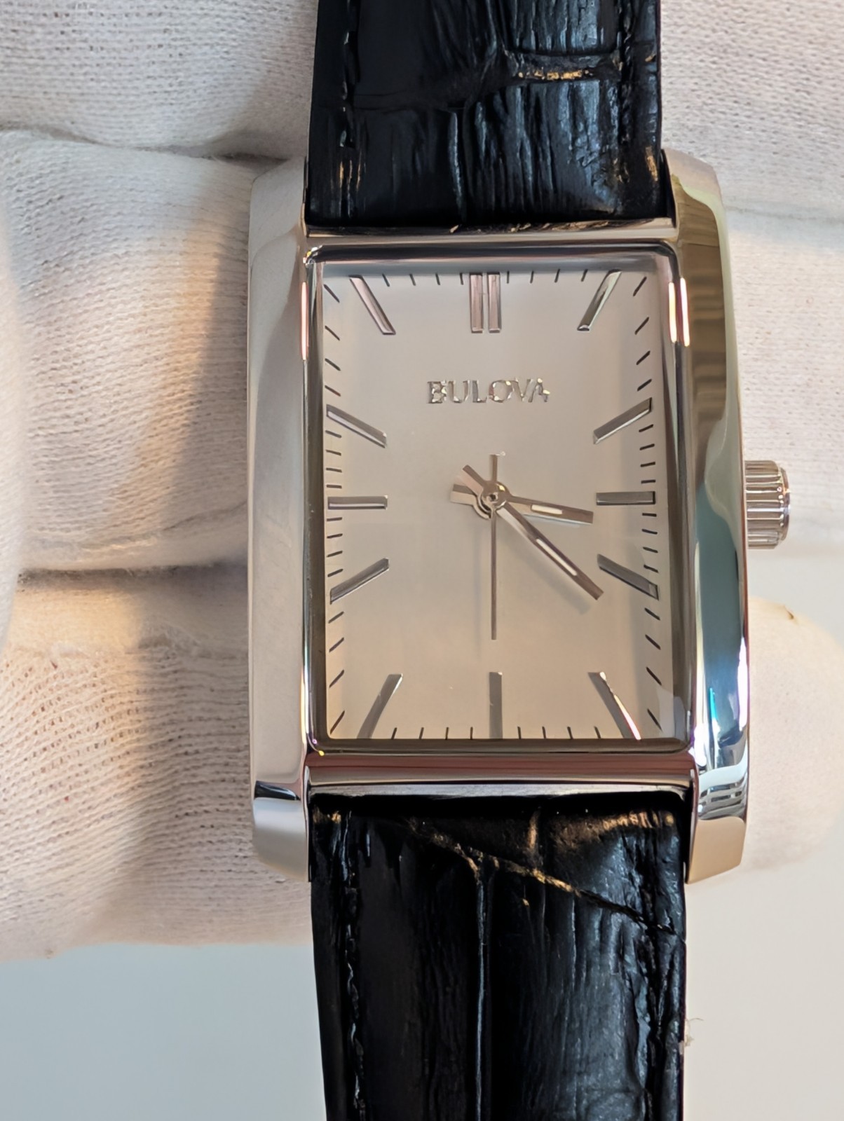 Bulova Corporate 96L200 Quartz Silver Dial Black Leather (NOS) Box No Papers