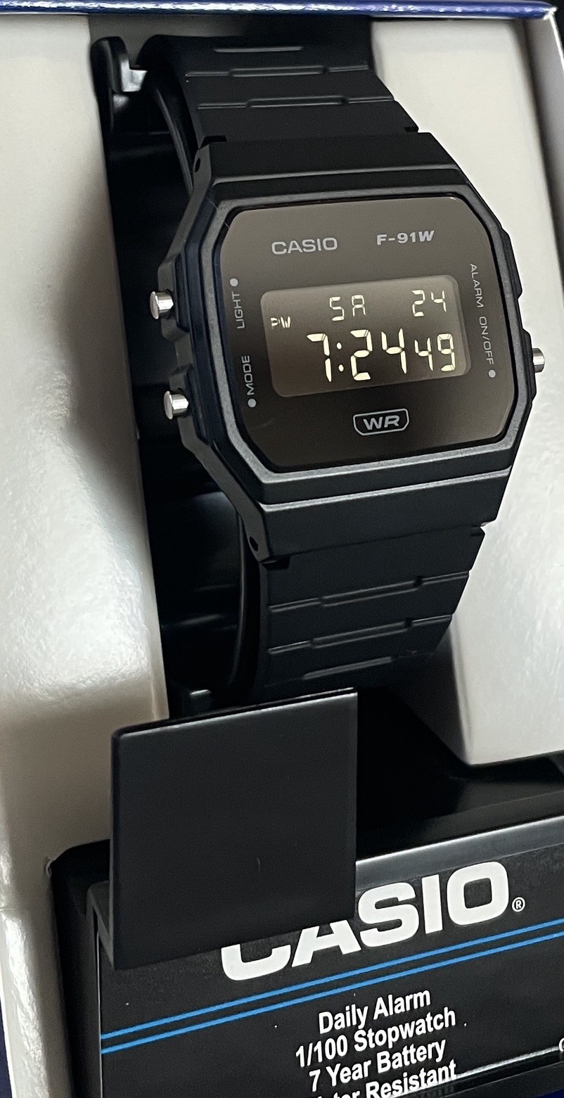 Casio F-91w mod Negative Display All Black Digital Watch