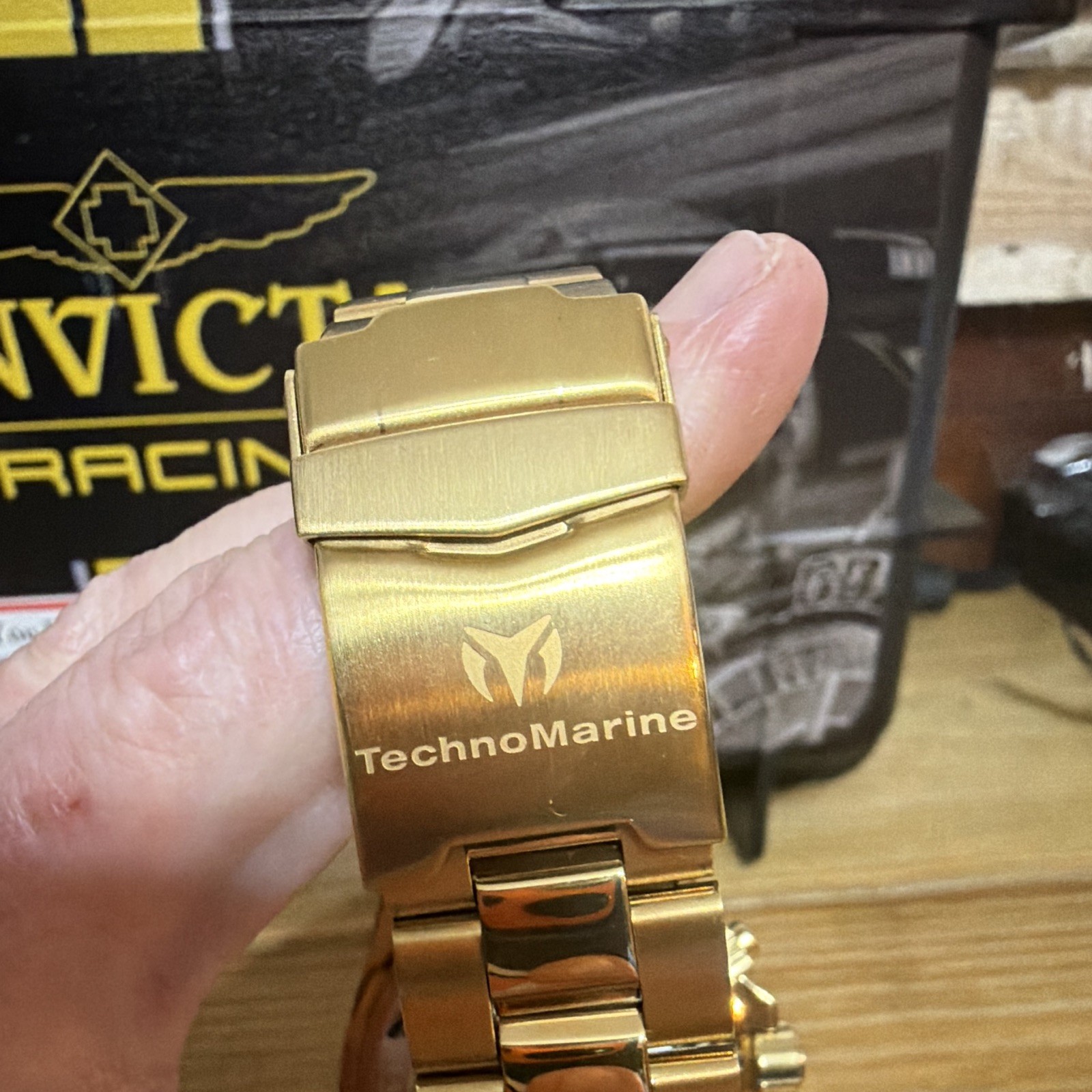 TechnoMarine Men’s Quartz Chronograph Date Gold Dial Steel Bracelet 45mm 200m