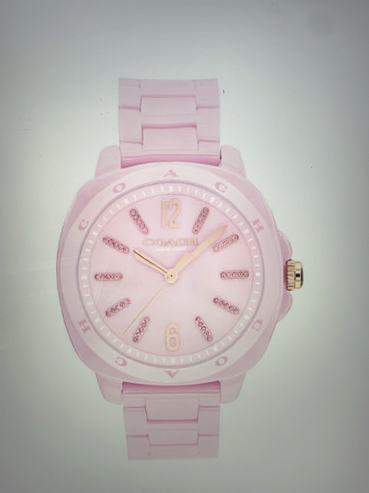 Coach Watch 38mm 14504482 Pink Ceramic Round Tonneau Shaped