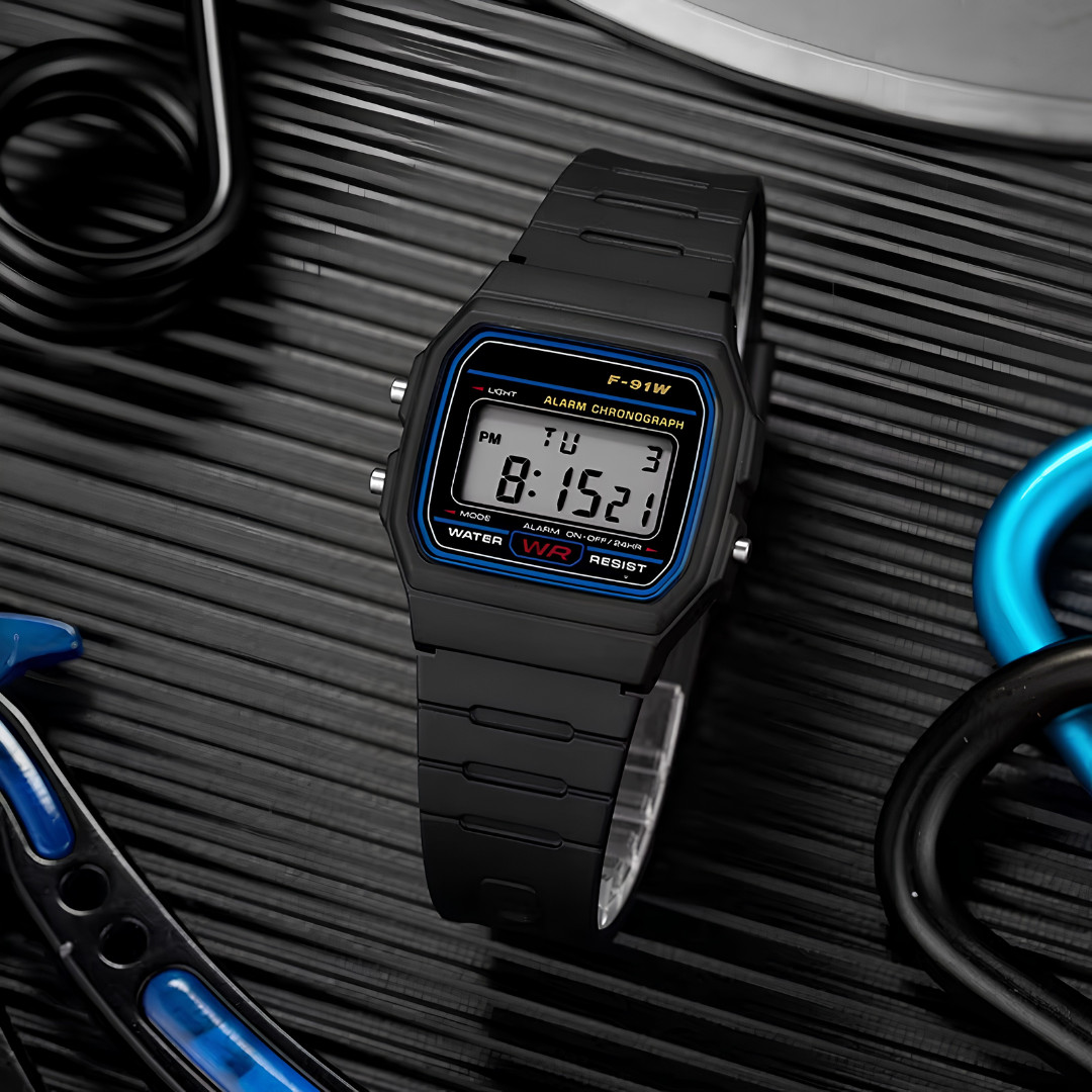 F91W Digital Timepiece Black LED Alarm Stopwatch Chronograph Sports Mens Wristwe