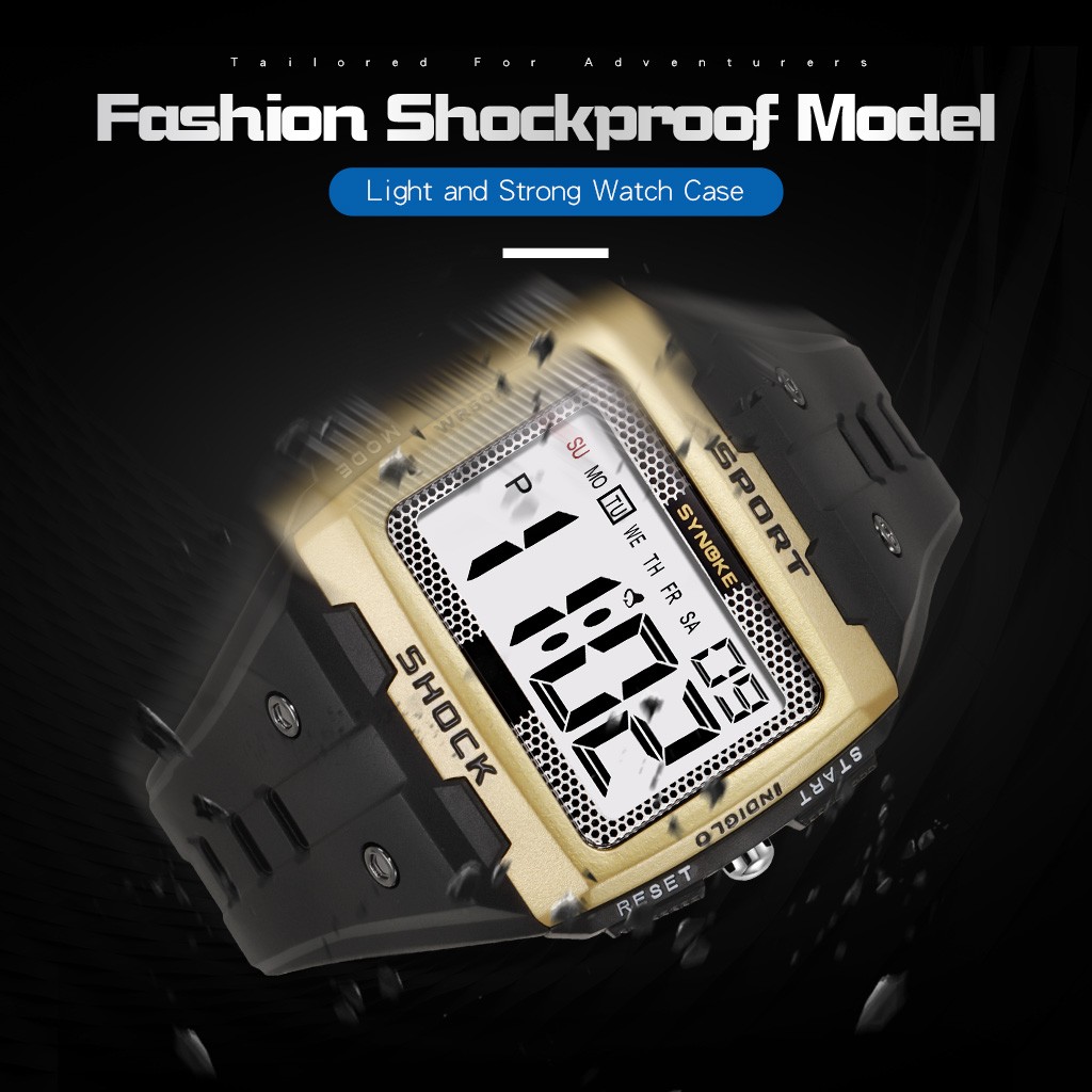 Waterproof Wrist Watch Mens Sports Army Digital Large LED Screen Military Watch