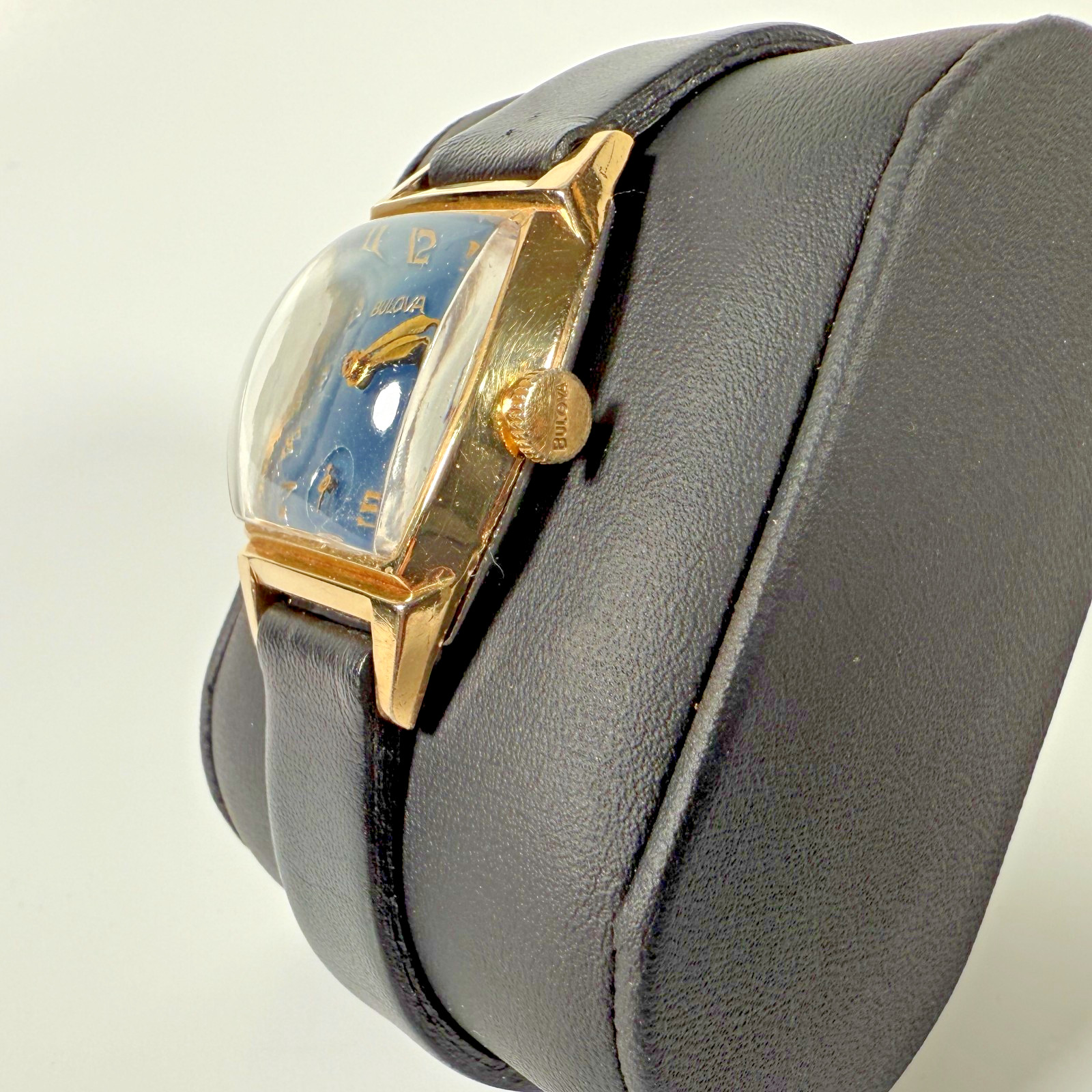 Vintage Bulova 10BC Art Deco Blue Dial 17J Mechanical Wristwatch Runs Very c1939