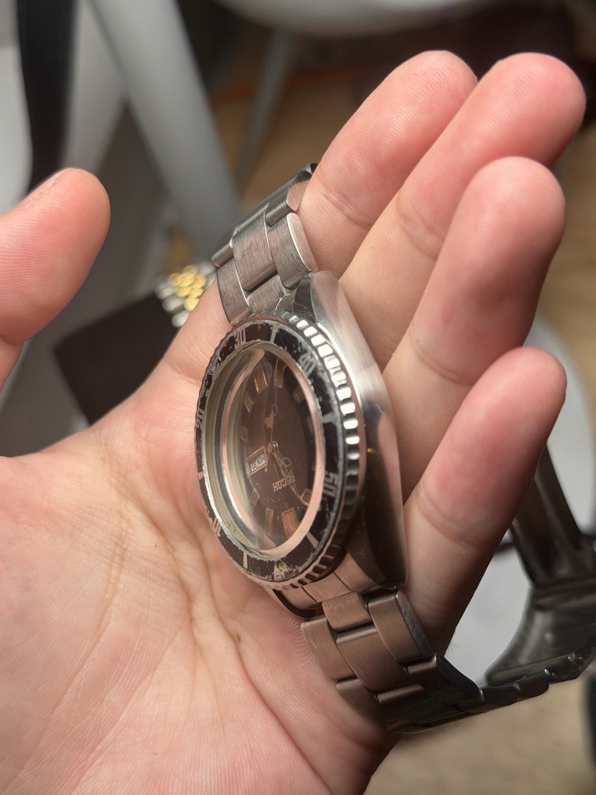 Vintage Ricoh 41217AC Automatic Diver’s 40MM Watch Crystal Diver For Parts
