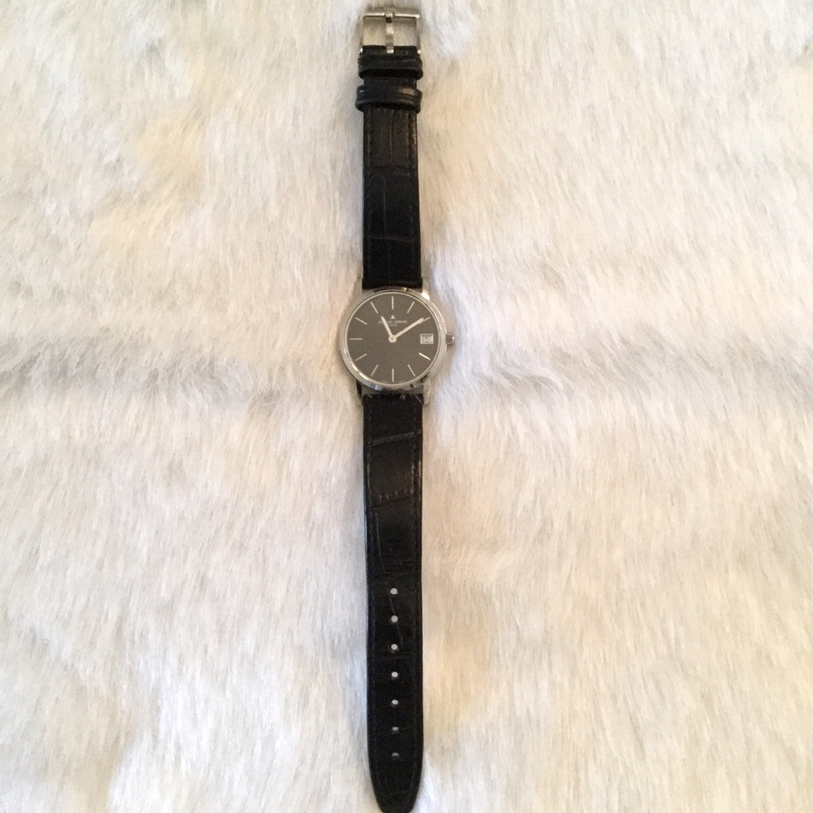 Jacques Lemans Womens Watch Black Face Alligator Leather Strap