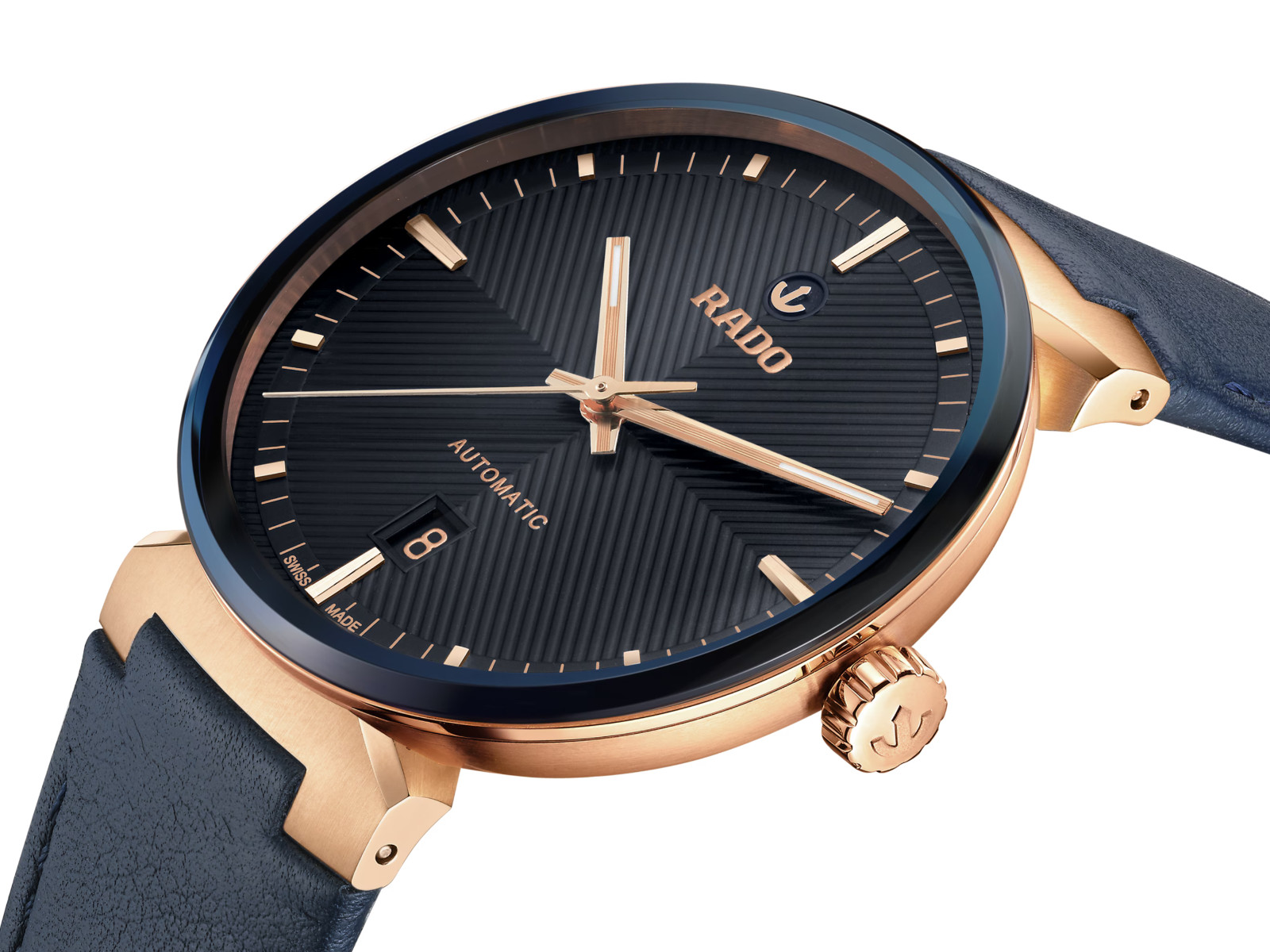 New Rado Florence Automatic ST Steel Blue Dial Leather Band Mens Watch R48905205