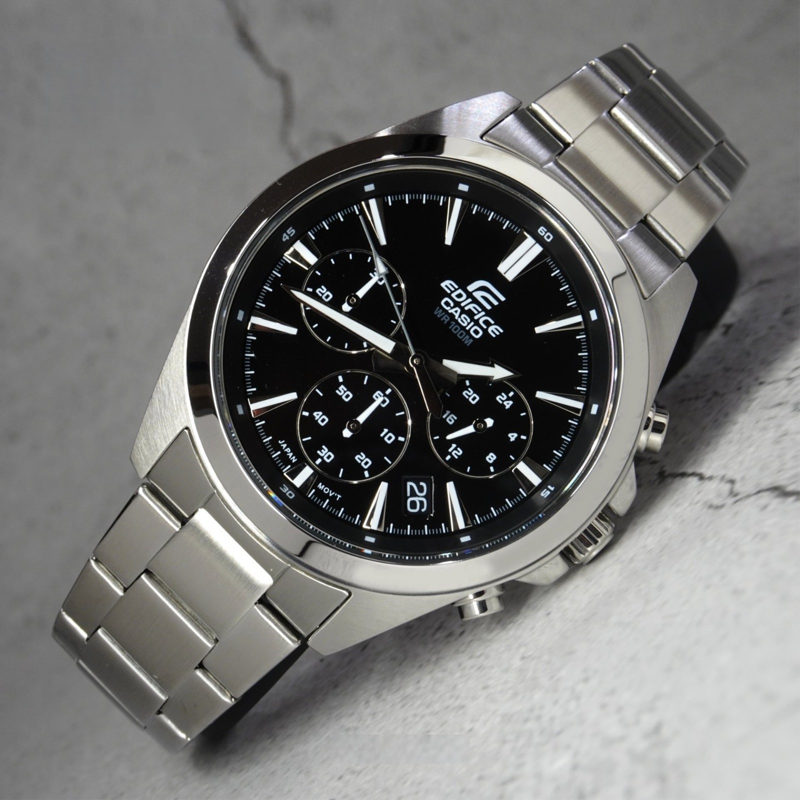 Casio Edifice EFV-630D-1A Simple Black Analog Chronograph Quartz Men’s Watch