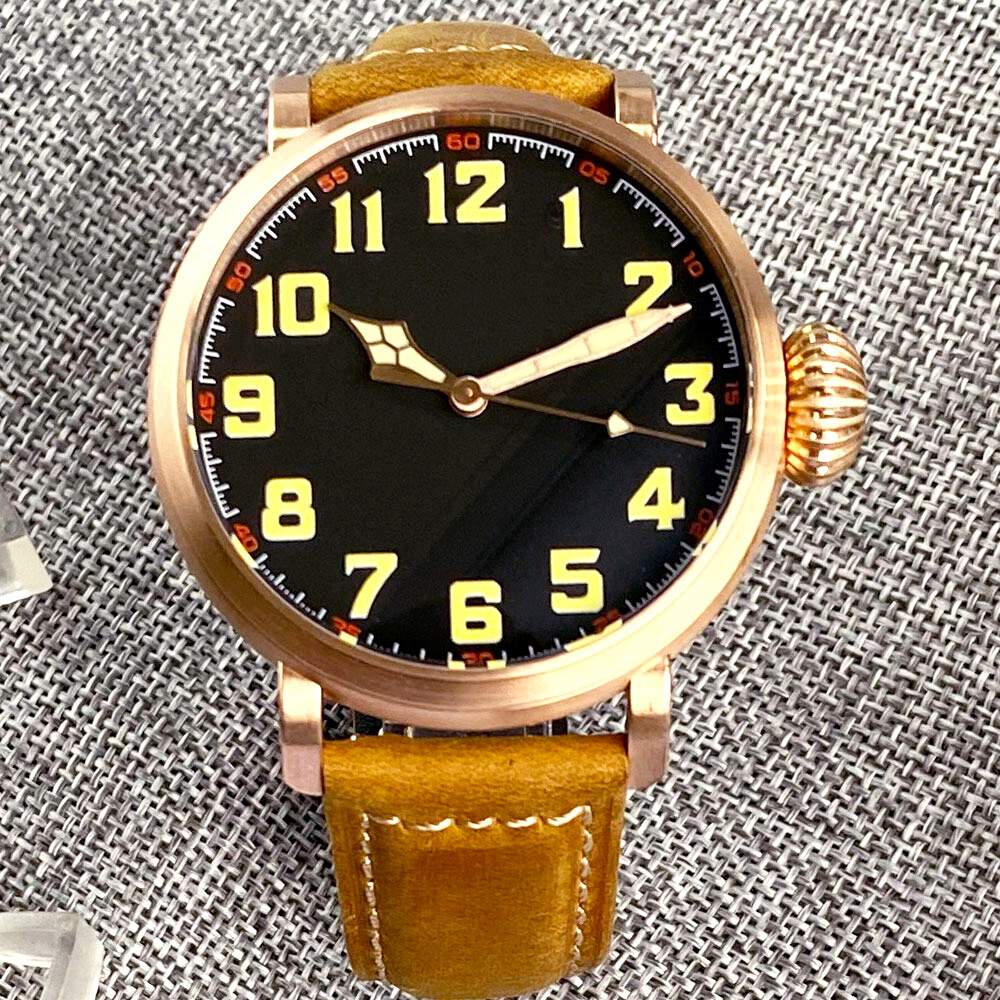 46.5mm Tandorio CUSN8 Solid Bronze Black Dial NH35A PT5000 Automatic Men Watch