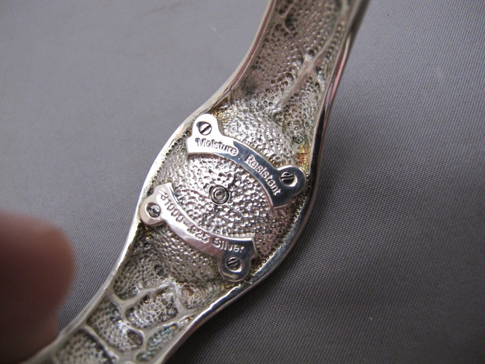 Ladies ECCLISSI 31000 Sterling Silver CUFF WATCH w/BOX-ALLIGATOR SKIN Pattern