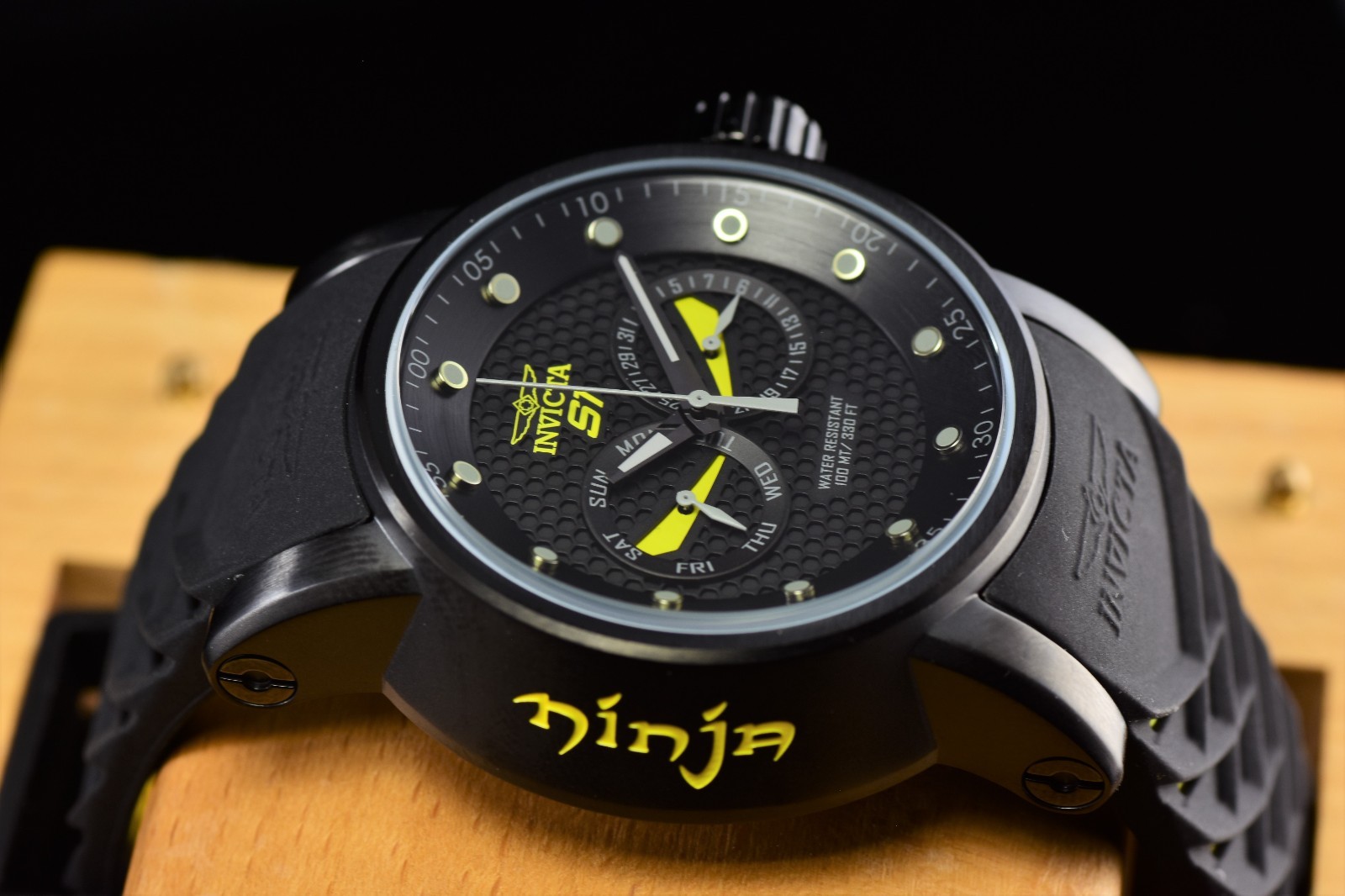 Invicta Men’s S1 RALLY NINJA Black Dial Yellow Accent Black Tone Men’s Watch