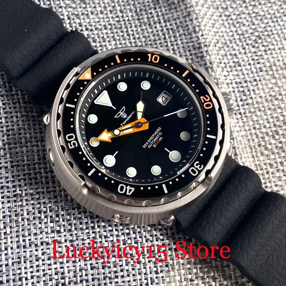 Tandorio 46.5MM Big Brushed Case 20 Bar Swim Men Watch NH35A Automatic Movement