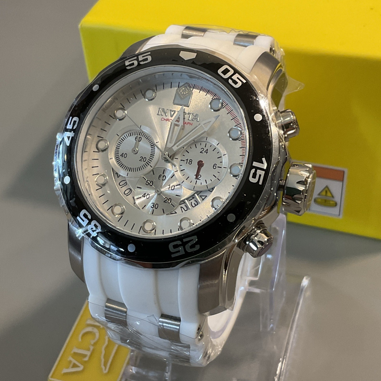 NEW Invicta Men’s 48mm PRO DIVER SCUBA Quartz Chronograph Silver Tone SS Watch