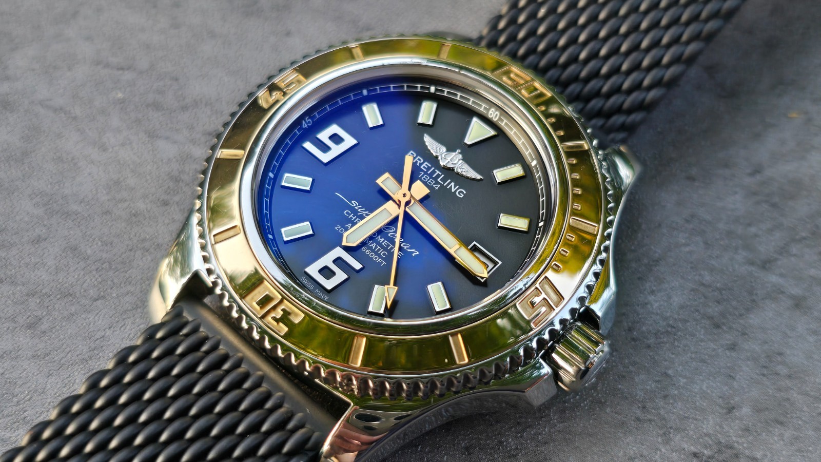 Breitling Superocean with Solid 18K Gold Bezel