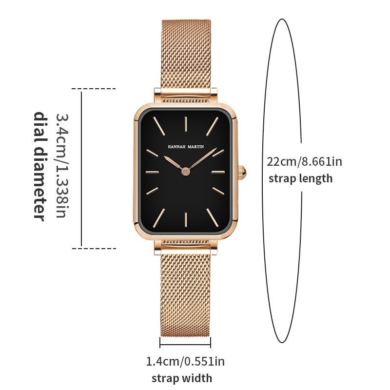 Rectangle Ultrathin Nordic Simple Style Steel Mesh Women’s Quartz Watch