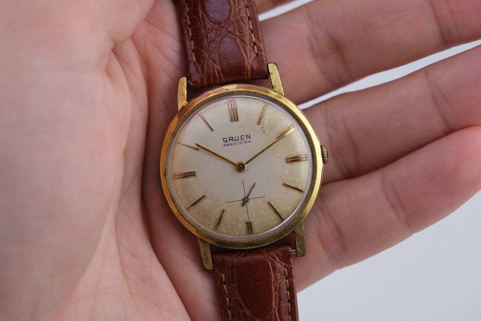 Gruen Precision 510 Vintage Watch “Doctor No” James Bond Time Worn Dial 33mm