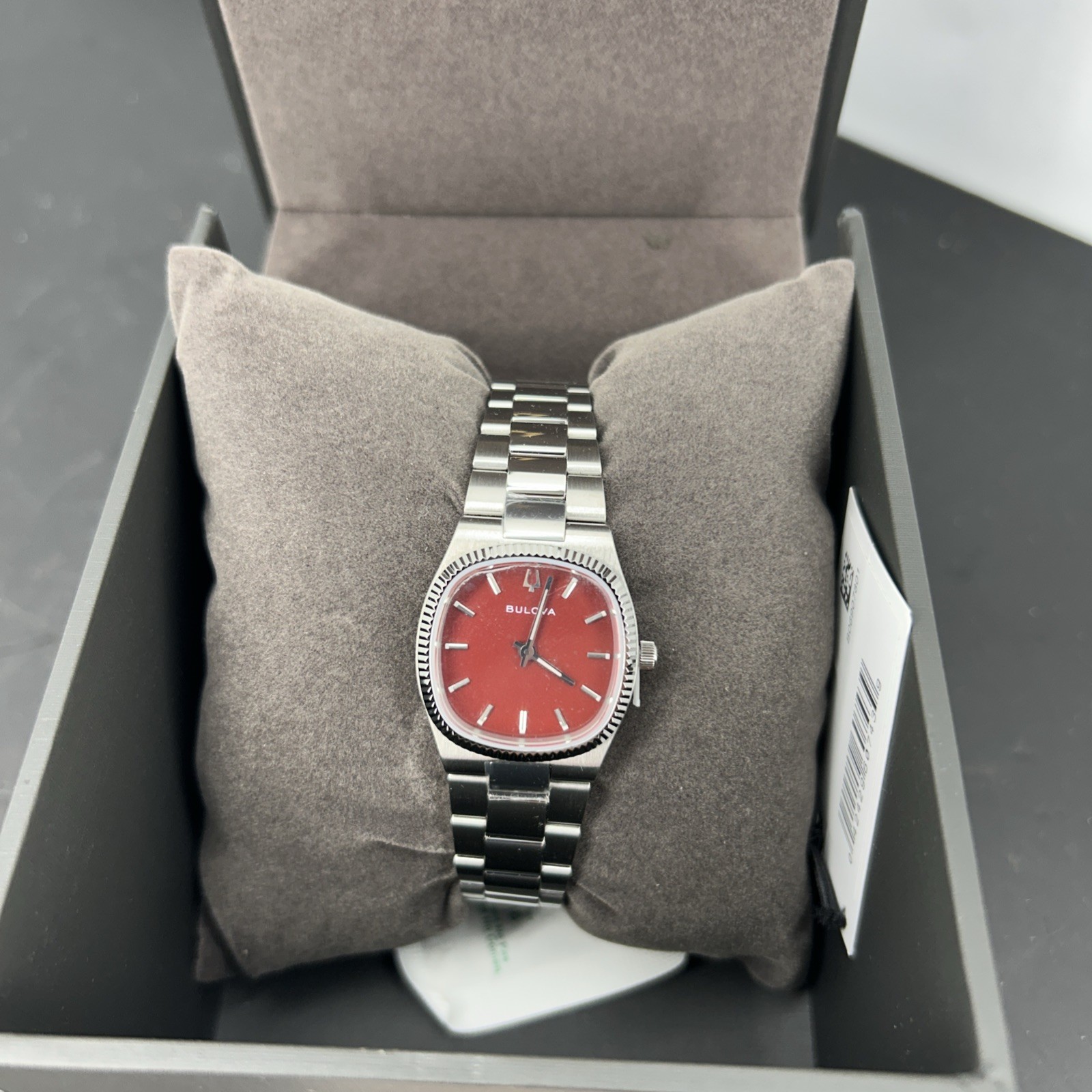 Bulova Super Seville Mini Quartz Red MOP Dial Ladies Watch 96L354