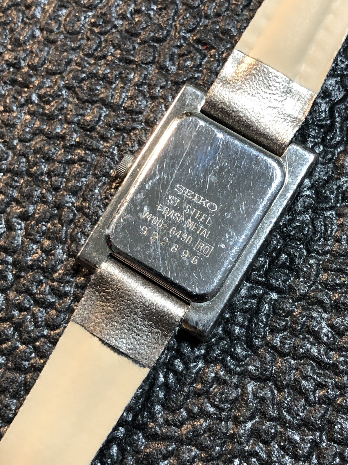 Vintage Seiko Women’s Rectangle Tank Silver Tone V400 Watch New Band/Battery
