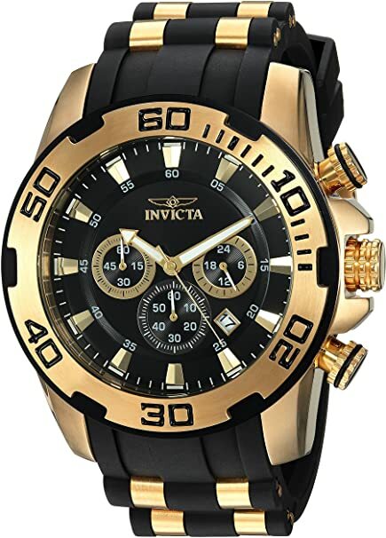 Invicta Men’s Pro Diver Scuba 50mm Gold Tone Silicone Chronograph Watch 22340..