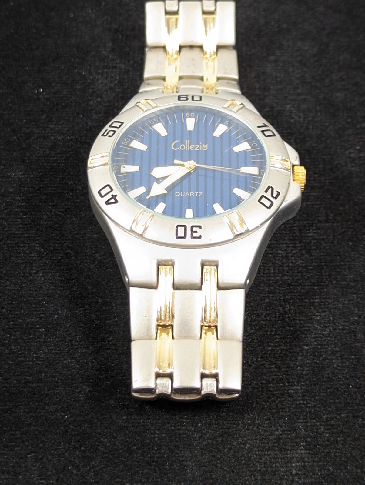 Collezio Mens Blue Dial Round Silver Tone Case Two Tone Stainless St Band Watch