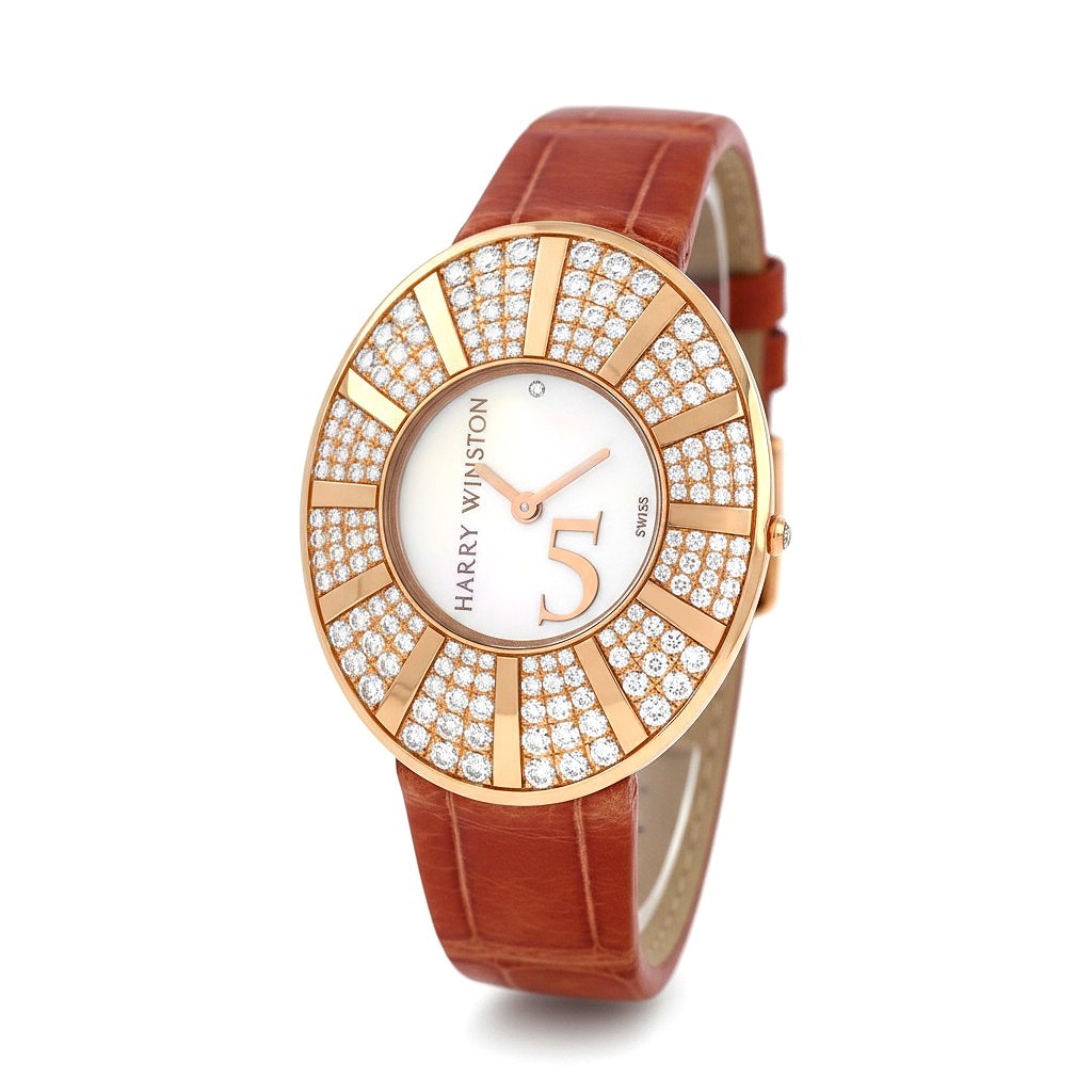 Harry Winston Talk To Me 811/LQR Diamonds 74 Gr. 18k Rose Gold 33MM Lady Quartz