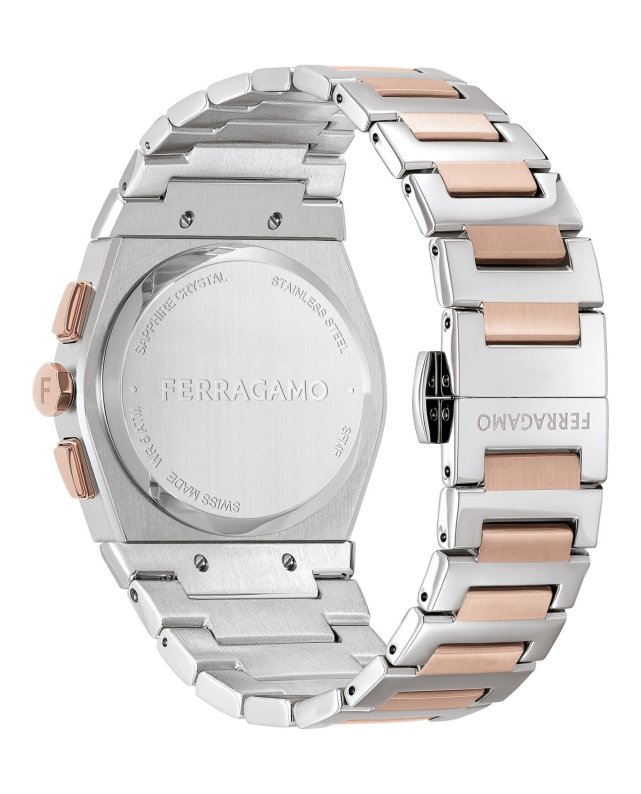 Ferragamo Mens Two Tone 42mm Bracelet Fashion Watch