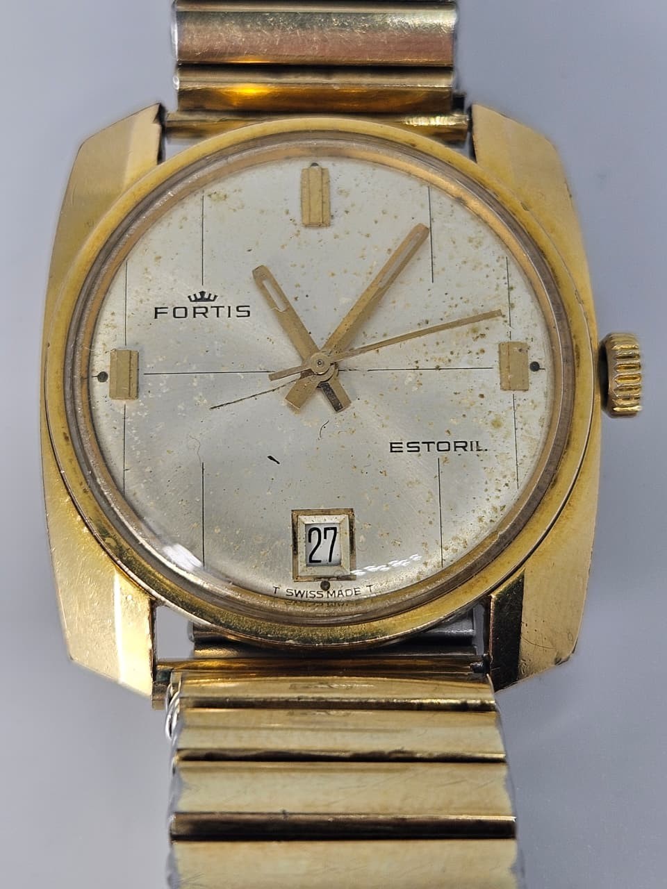 1970s Men’s Fortis Estoril Automatic Swiss Made 21 Jewel Gold Plated 37 mm Watch