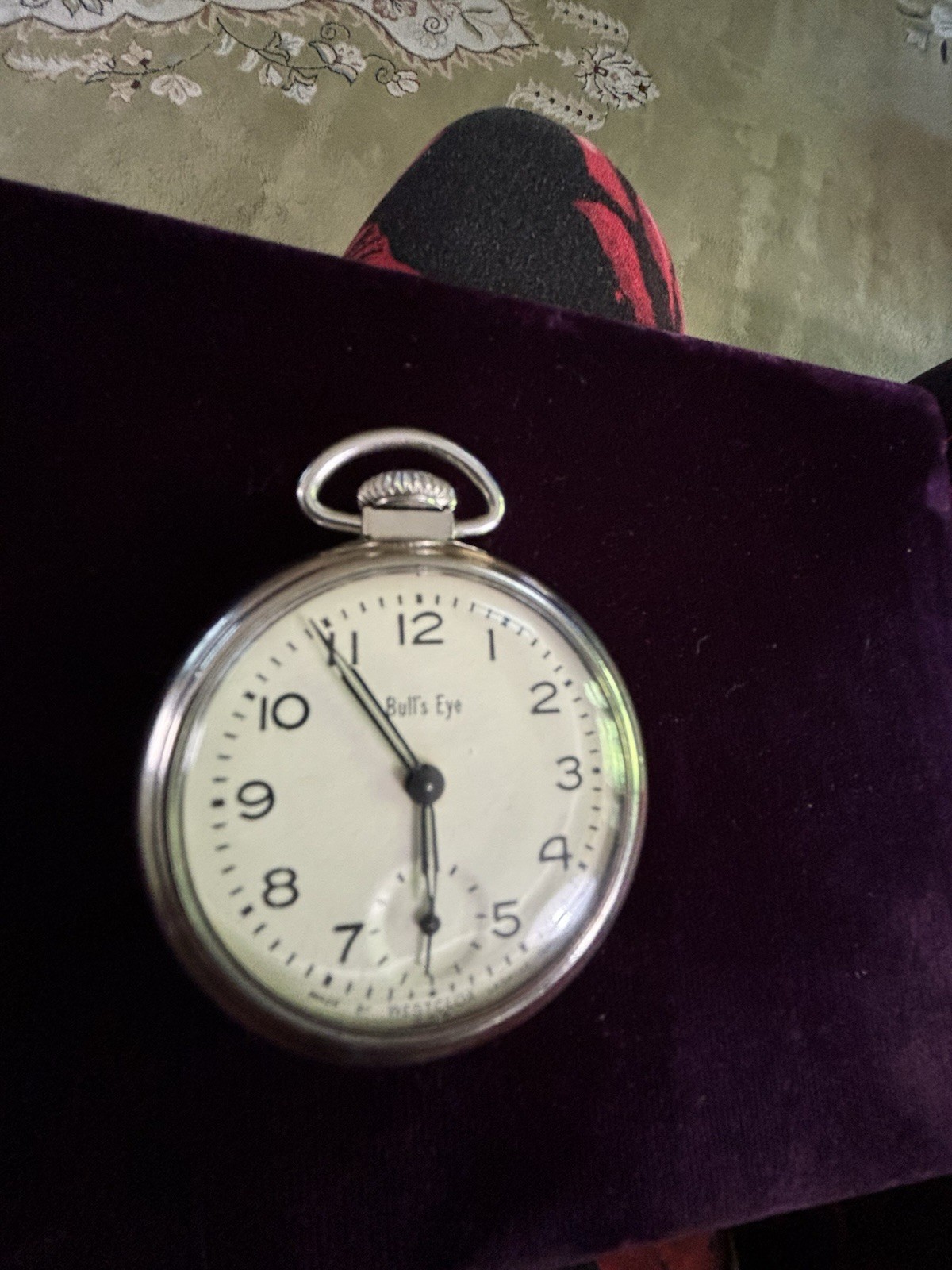 Westclox Bull’s Eye Open Face Pocket Watch Silver Case White Dial Manual