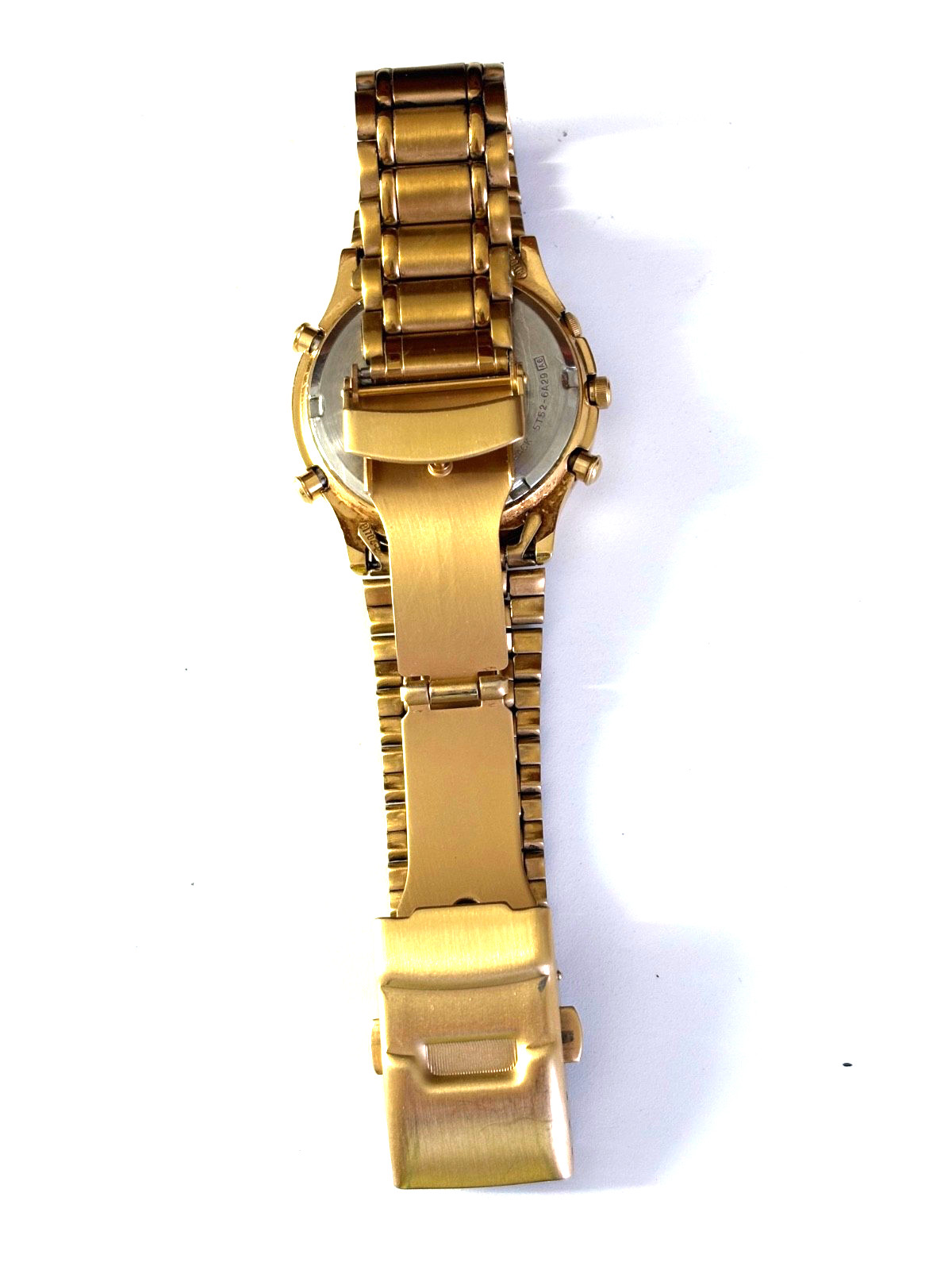 VINTAGE SEIKO WORLD TIMER 5T52-6A29 DUAL TIME ALARM GOLD TONE QUARTZ MENS WATCH