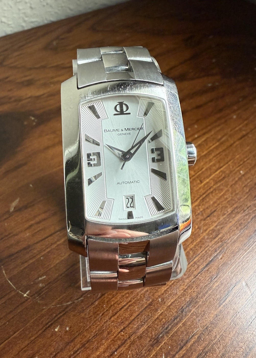Baume & Mercier Hampton XL Automatic Tank Watch White Dial 65480
