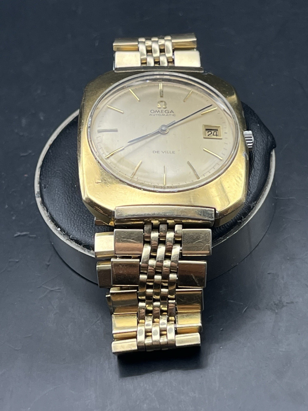 Vintage Omega De Ville, Automatic, w/ Date, Original Rice-Bead Bracelet ~ 1970