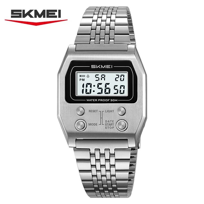 Men’s Digital Sports Watch Waterproof LED Stainless Steel Wristwatch